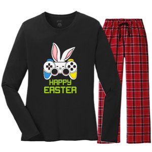 Happy Easter Day Video Game Controller Bunny Gamer Boys Women's Long Sleeve Flannel Pajama Set 