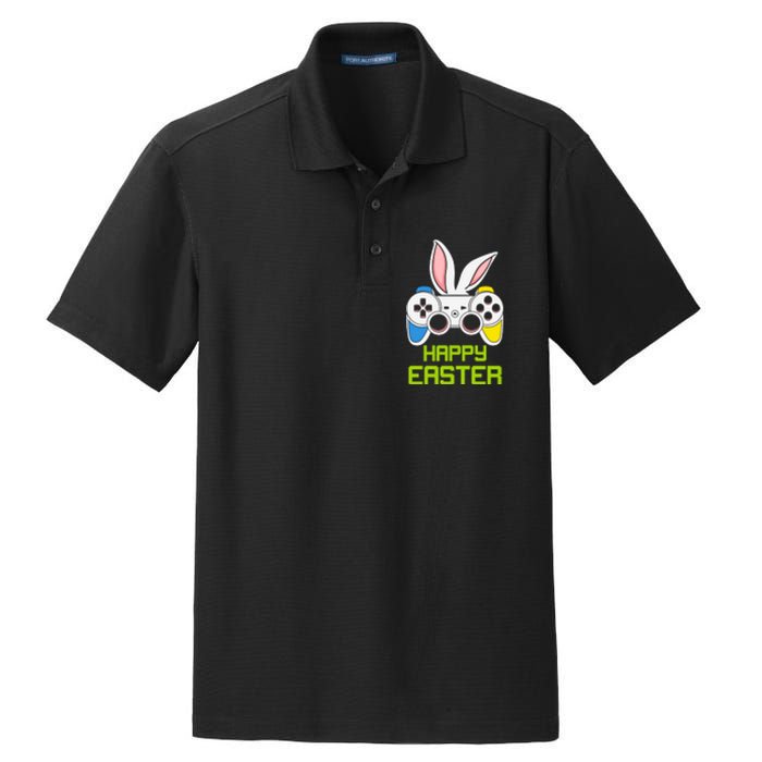 Happy Easter Day Video Game Controller Bunny Gamer Boys Dry Zone Grid Polo