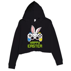 Happy Easter Day Video Game Controller Bunny Gamer Boys Crop Fleece Hoodie