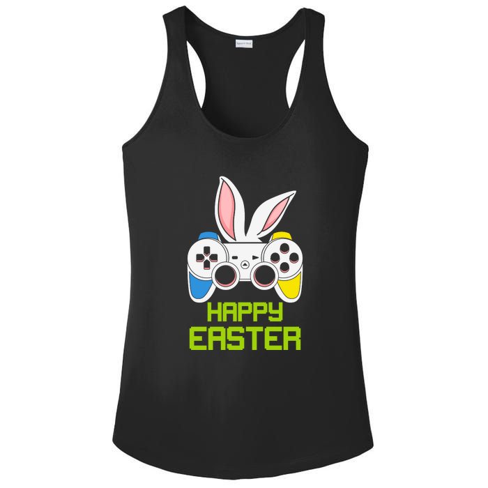 Happy Easter Day Video Game Controller Bunny Gamer Boys Ladies PosiCharge Competitor Racerback Tank