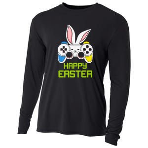 Happy Easter Day Video Game Controller Bunny Gamer Boys Cooling Performance Long Sleeve Crew