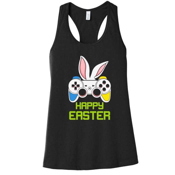 Happy Easter Day Video Game Controller Bunny Gamer Boys Women's Racerback Tank