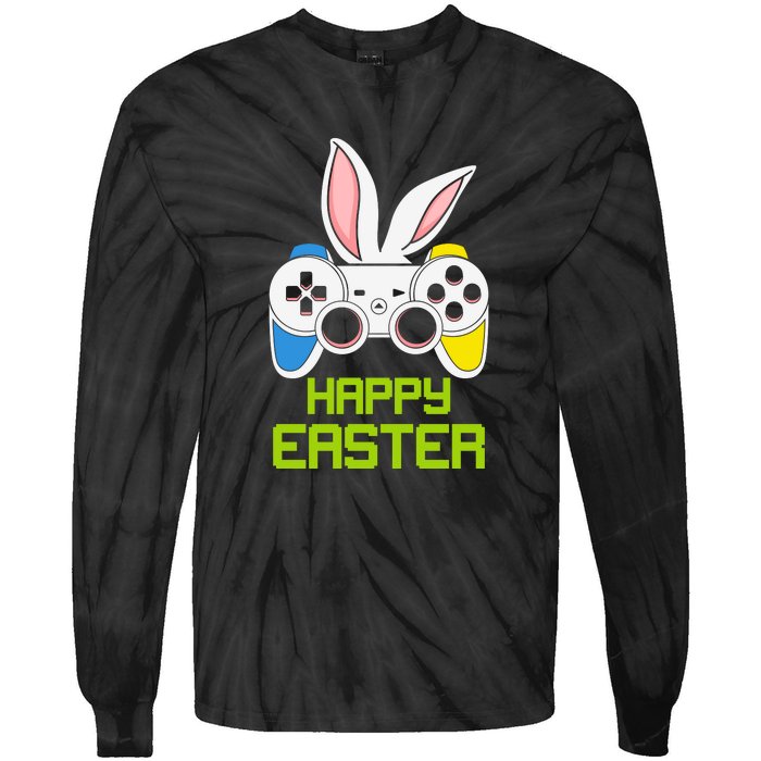 Happy Easter Day Video Game Controller Bunny Gamer Boys Tie-Dye Long Sleeve Shirt