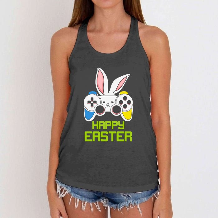 Happy Easter Day Video Game Controller Bunny Gamer Boys Women's Knotted Racerback Tank