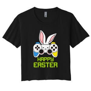 Happy Easter Day Video Game Controller Bunny Gamer Boys Women's Crop Top Tee