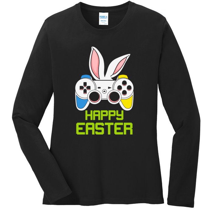 Happy Easter Day Video Game Controller Bunny Gamer Boys Ladies Long Sleeve Shirt