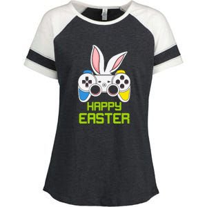 Happy Easter Day Video Game Controller Bunny Gamer Boys Enza Ladies Jersey Colorblock Tee