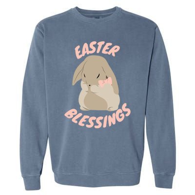 Easter Blessings Cute Easter Bunny Christian Goft Gift Garment-Dyed Sweatshirt