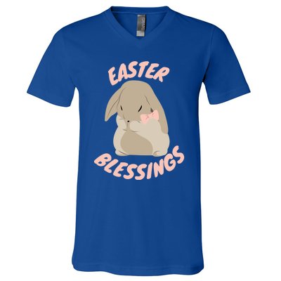 Easter Blessings Cute Easter Bunny Christian Goft Gift V-Neck T-Shirt