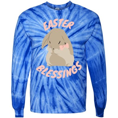 Easter Blessings Cute Easter Bunny Christian Goft Gift Tie-Dye Long Sleeve Shirt