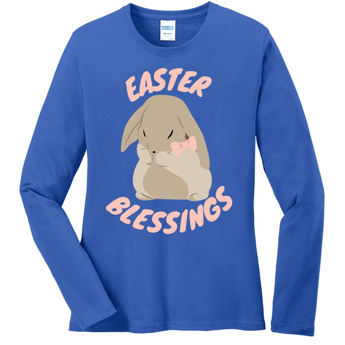 Easter Blessings Cute Easter Bunny Christian Goft Gift Ladies Long Sleeve Shirt