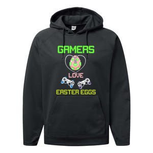 Gamers Love Easter Eggs Easter Day Video Game Controller Performance Fleece Hoodie