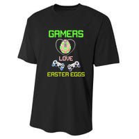 Gamers Love Easter Eggs Easter Day Video Game Controller Performance Sprint T-Shirt