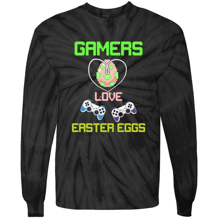 Gamers Love Easter Eggs Easter Day Video Game Controller Tie-Dye Long Sleeve Shirt