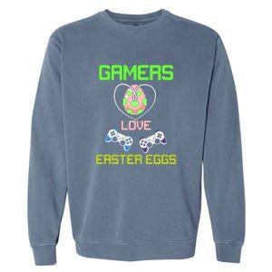 Gamers Love Easter Eggs Easter Day Video Game Controller Garment-Dyed Sweatshirt