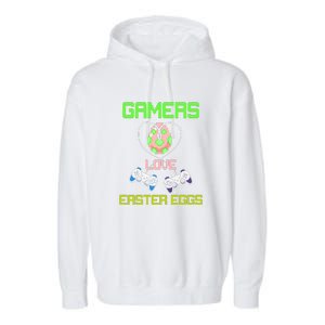 Gamers Love Easter Eggs Easter Day Video Game Controller Garment-Dyed Fleece Hoodie