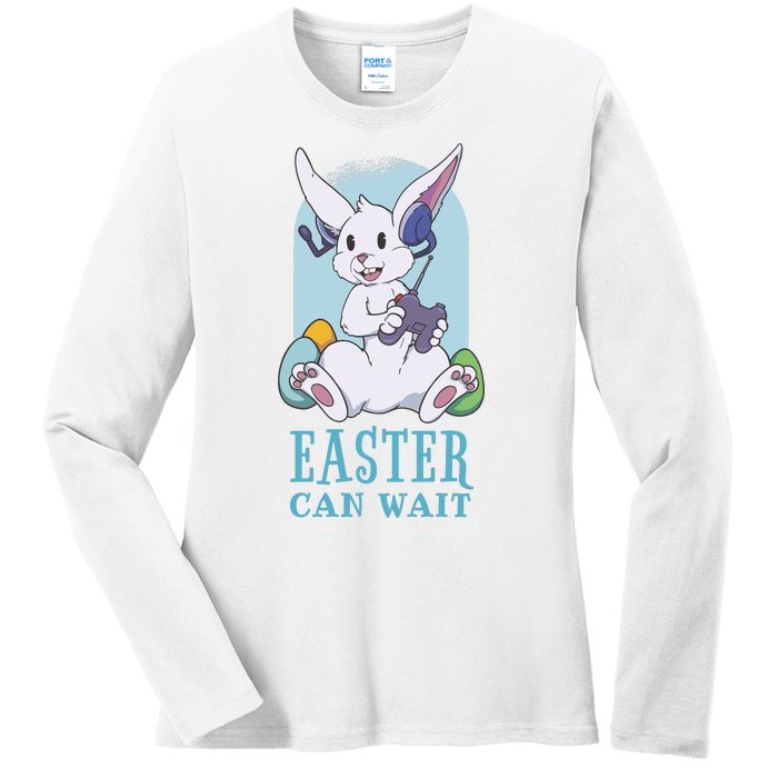 Easter Bunny Can Wait Gamer Ladies Long Sleeve Shirt