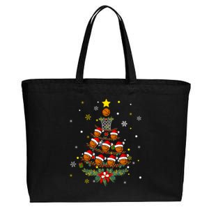 Egp3 Basketball Christmas Tree Merry Xmas Basketball Lover Gift Cotton Canvas Jumbo Tote