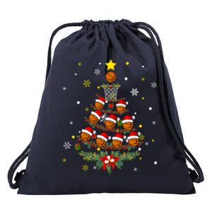 Egp3 Basketball Christmas Tree Merry Xmas Basketball Lover Gift Drawstring Bag