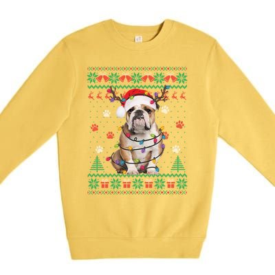 English Bulldog Christmas Lights Santa Dog Lover Ugly Sweate Meaningful Gift Premium Crewneck Sweatshirt