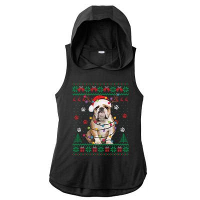 English Bulldog Christmas Lights Santa Dog Lover Ugly Sweate Meaningful Gift Ladies PosiCharge Tri-Blend Wicking Draft Hoodie Tank