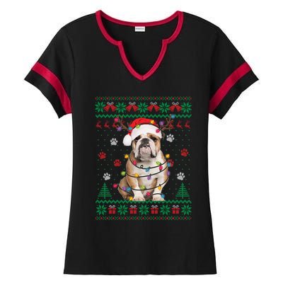 English Bulldog Christmas Lights Santa Dog Lover Ugly Sweate Meaningful Gift Ladies Halftime Notch Neck Tee