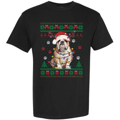 English Bulldog Christmas Lights Santa Dog Lover Ugly Sweate Meaningful Gift Garment-Dyed Heavyweight T-Shirt