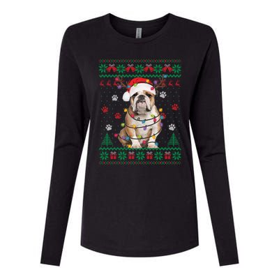 English Bulldog Christmas Lights Santa Dog Lover Ugly Sweate Meaningful Gift Womens Cotton Relaxed Long Sleeve T-Shirt