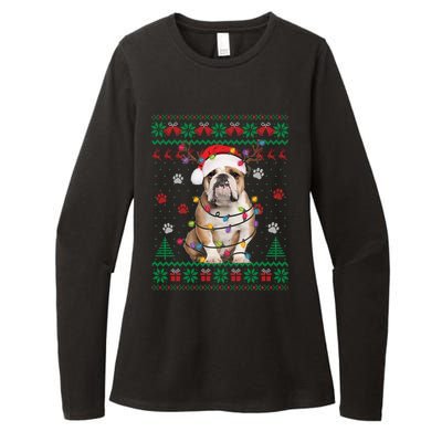 English Bulldog Christmas Lights Santa Dog Lover Ugly Sweate Meaningful Gift Womens CVC Long Sleeve Shirt