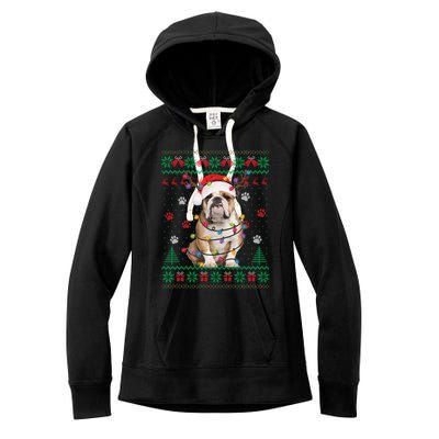 English Bulldog Christmas Lights Santa Dog Lover Ugly Sweate Meaningful Gift Women's Fleece Hoodie