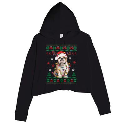 English Bulldog Christmas Lights Santa Dog Lover Ugly Sweate Meaningful Gift Crop Fleece Hoodie