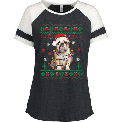 English Bulldog Christmas Lights Santa Dog Lover Ugly Sweate Meaningful Gift Enza Ladies Jersey Colorblock Tee