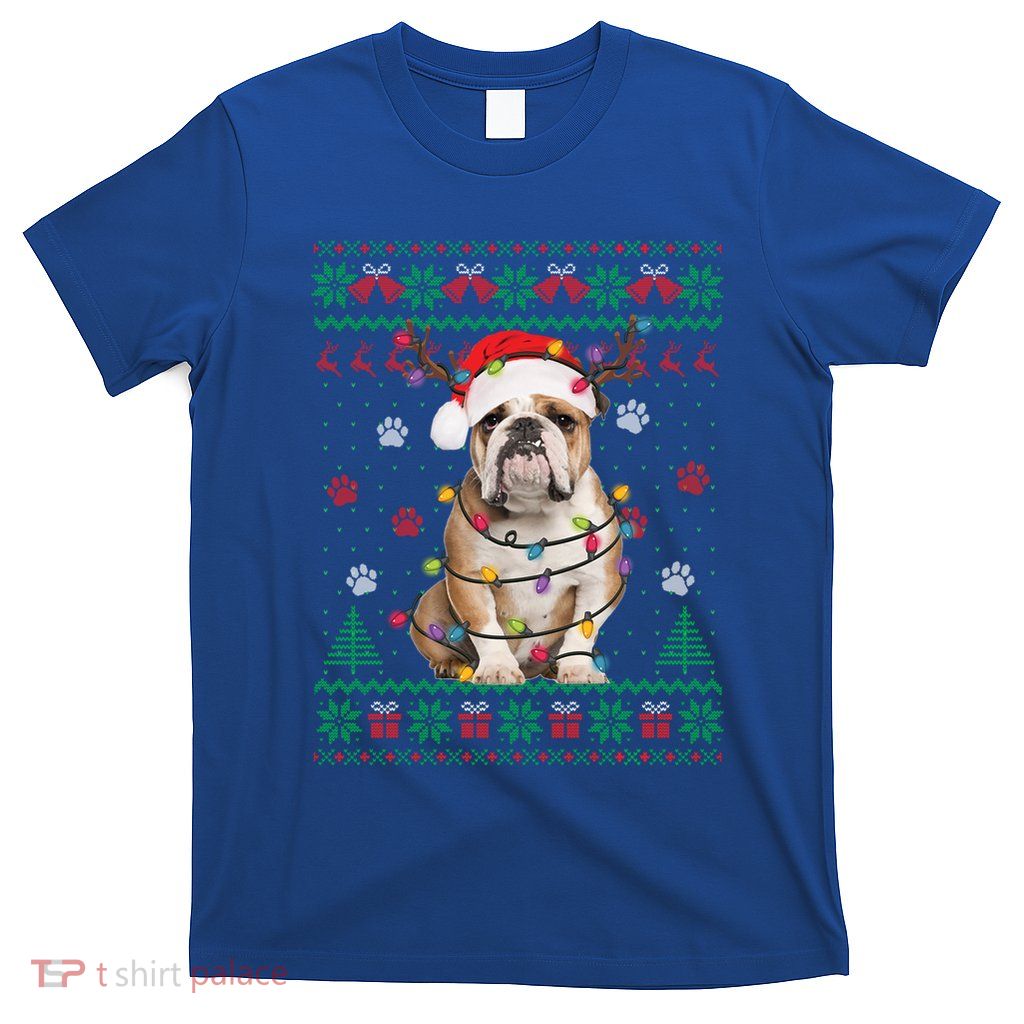 English Bulldog Christmas Lights Santa Dog Lover Ugly Sweate Meaningful Gift T-Shirt