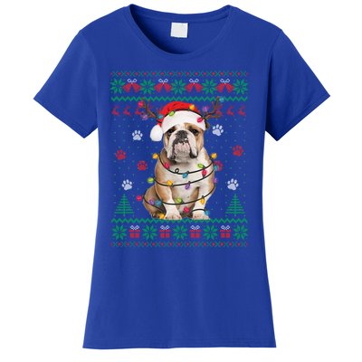 English Bulldog Christmas Lights Santa Dog Lover Ugly Sweate Meaningful Gift Women's T-Shirt