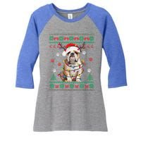 English Bulldog Christmas Lights Santa Dog Lover Ugly Sweate Meaningful Gift Women's Tri-Blend 3/4-Sleeve Raglan Shirt