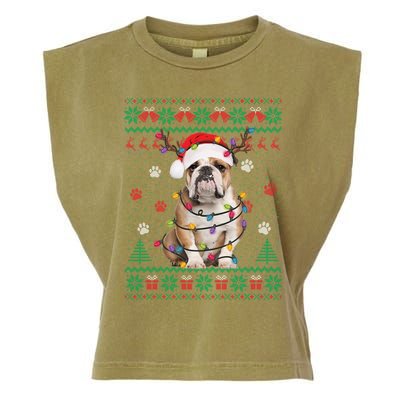 English Bulldog Christmas Lights Santa Dog Lover Ugly Sweate Meaningful Gift Garment-Dyed Women's Muscle Tee