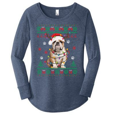 English Bulldog Christmas Lights Santa Dog Lover Ugly Sweate Meaningful Gift Women's Perfect Tri Tunic Long Sleeve Shirt