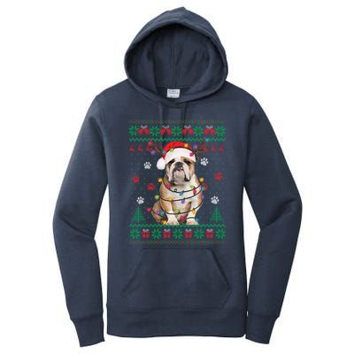 English Bulldog Christmas Lights Santa Dog Lover Ugly Sweate Meaningful Gift Women's Pullover Hoodie