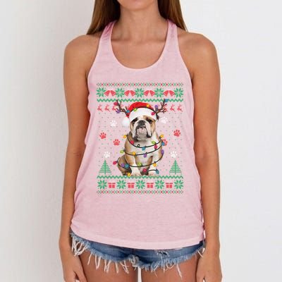 English Bulldog Christmas Lights Santa Dog Lover Ugly Sweate Meaningful Gift Women's Knotted Racerback Tank