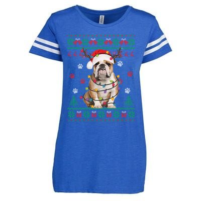 English Bulldog Christmas Lights Santa Dog Lover Ugly Sweate Meaningful Gift Enza Ladies Jersey Football T-Shirt