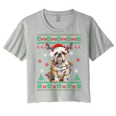 English Bulldog Christmas Lights Santa Dog Lover Ugly Sweate Meaningful Gift Women's Crop Top Tee