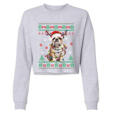 English Bulldog Christmas Lights Santa Dog Lover Ugly Sweate Meaningful Gift Cropped Pullover Crew