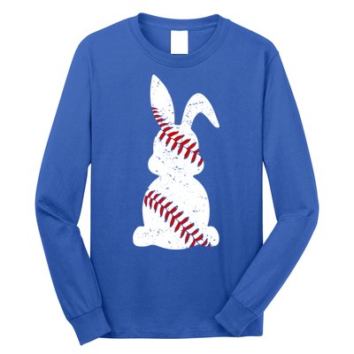 Easter Baseball Cute Easter Bunny With Baseball Easter Cool Gift Long Sleeve Shirt