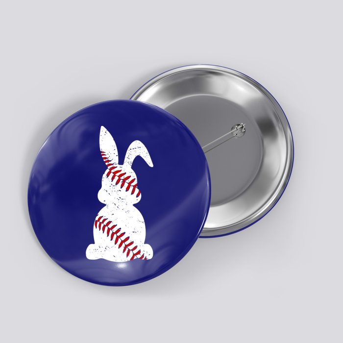 Easter Baseball Cute Easter Bunny With Baseball Easter Cool Gift Button