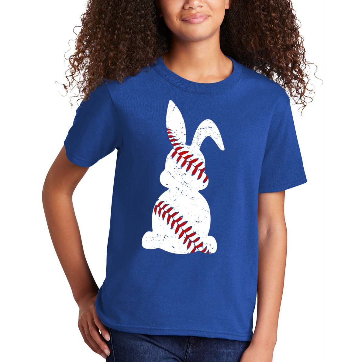 Easter Baseball Cute Easter Bunny With Baseball Easter Cool Gift Kids T-Shirt