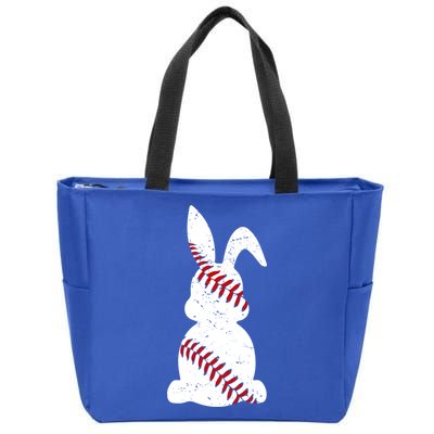 Easter Baseball Cute Easter Bunny With Baseball Easter Cool Gift Zip Tote Bag