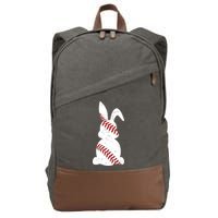 Easter Baseball Cute Easter Bunny With Baseball Easter Cool Gift Cotton Canvas Backpack