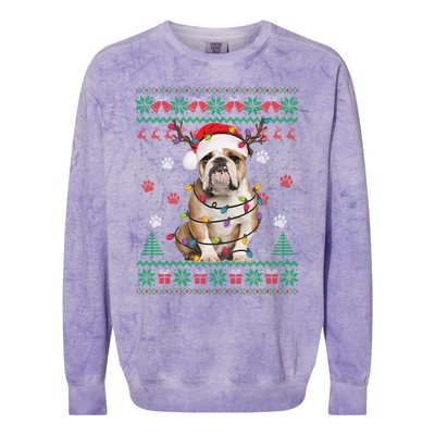 English Bulldog Christmas Lights Santa Dog Lover Ugly Sweate Gift Colorblast Crewneck Sweatshirt