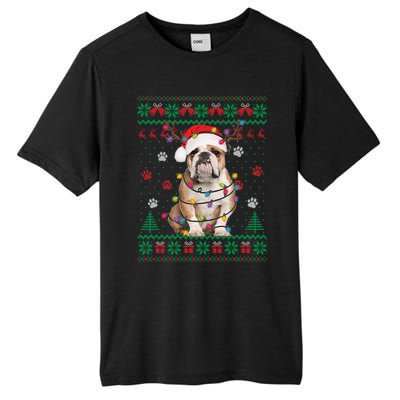 English Bulldog Christmas Lights Santa Dog Lover Ugly Sweate Gift Tall Fusion ChromaSoft Performance T-Shirt