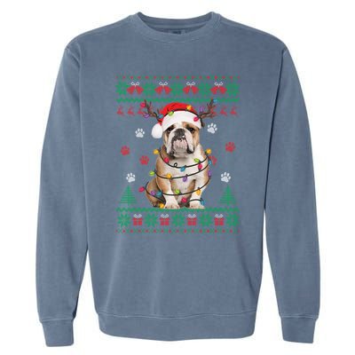 English Bulldog Christmas Lights Santa Dog Lover Ugly Sweate Gift Garment-Dyed Sweatshirt